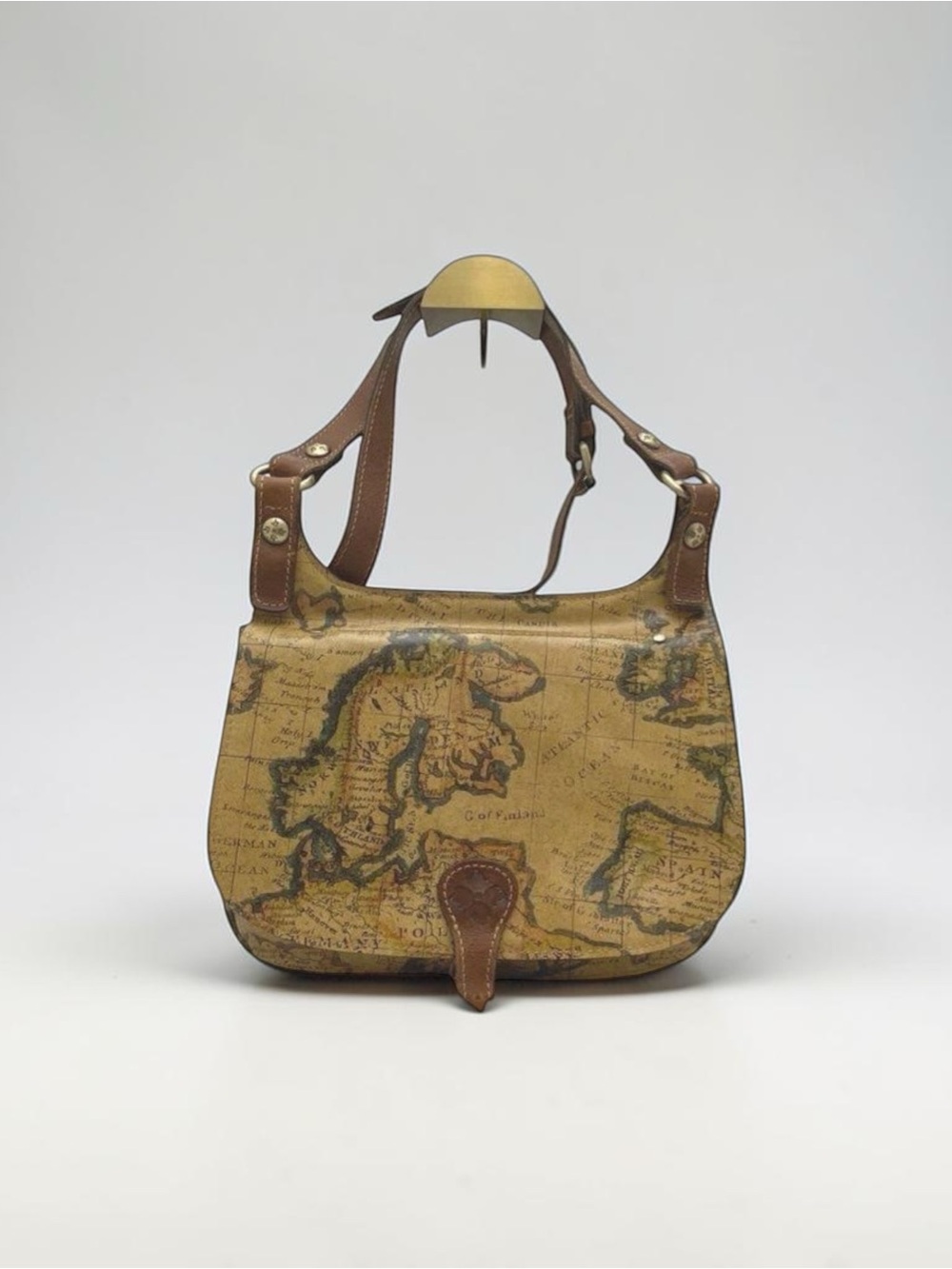 Patricia Nash London Saddlebag European Map Leather Crossbody Shoulder Purse - Picture 2 of 15